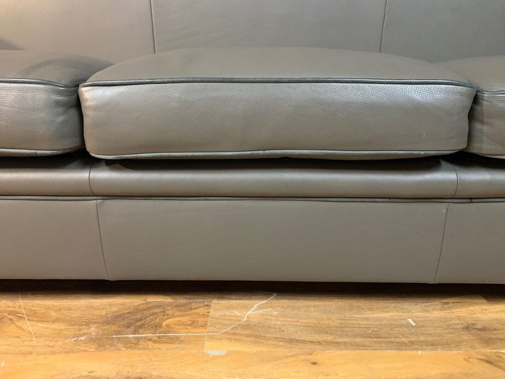 David Linley Chase fixed back sofa grey leather 3 seater slimline sofa rrp£9,975