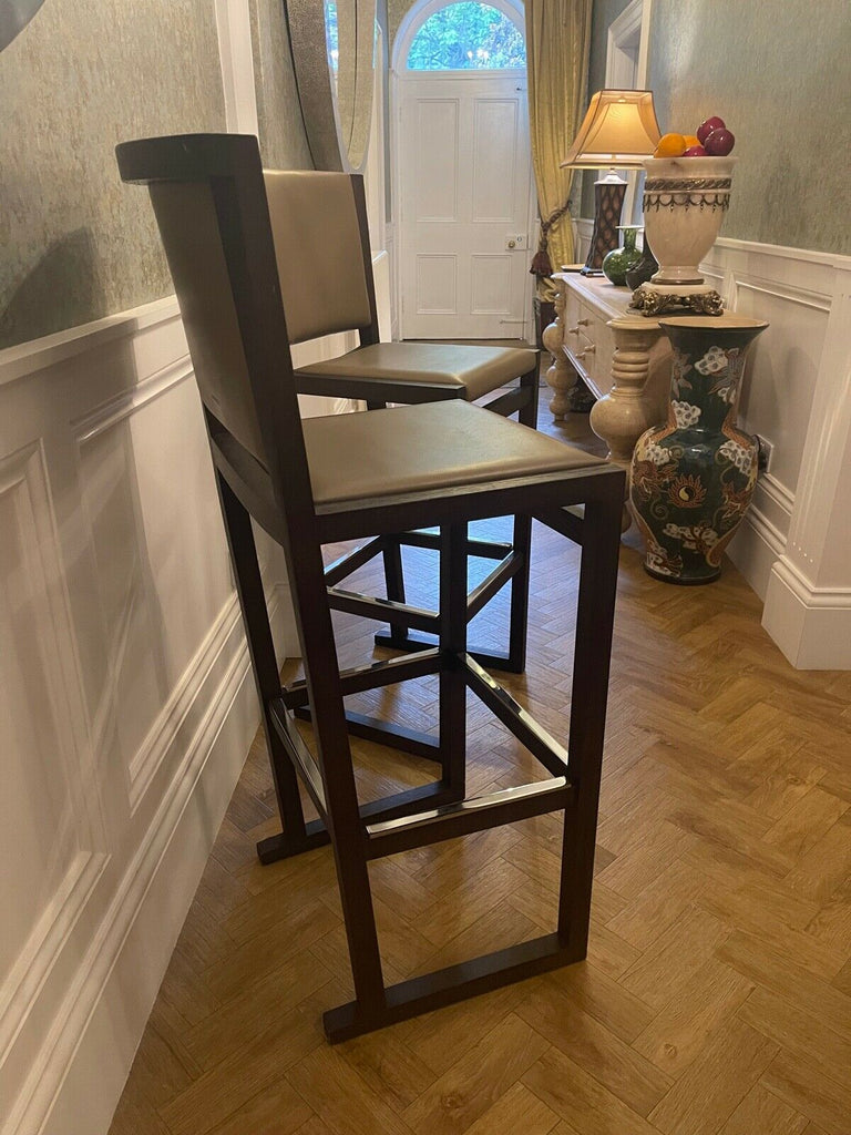 Ex Showhome B&B Itlia Musa Barstool rrp£1750 leather hardwood Nickle bar stool B