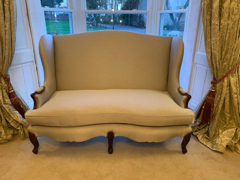 Superb Ultra High End high backed wing sofa in Oyster fabric cost THOUSANDS!!!!!