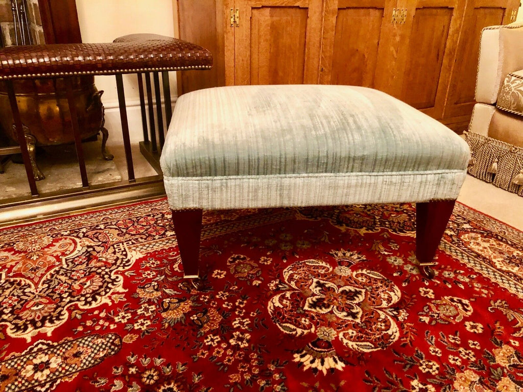 Exquisite Greengate large Powder Blue Chenille Footstool rrp £1850