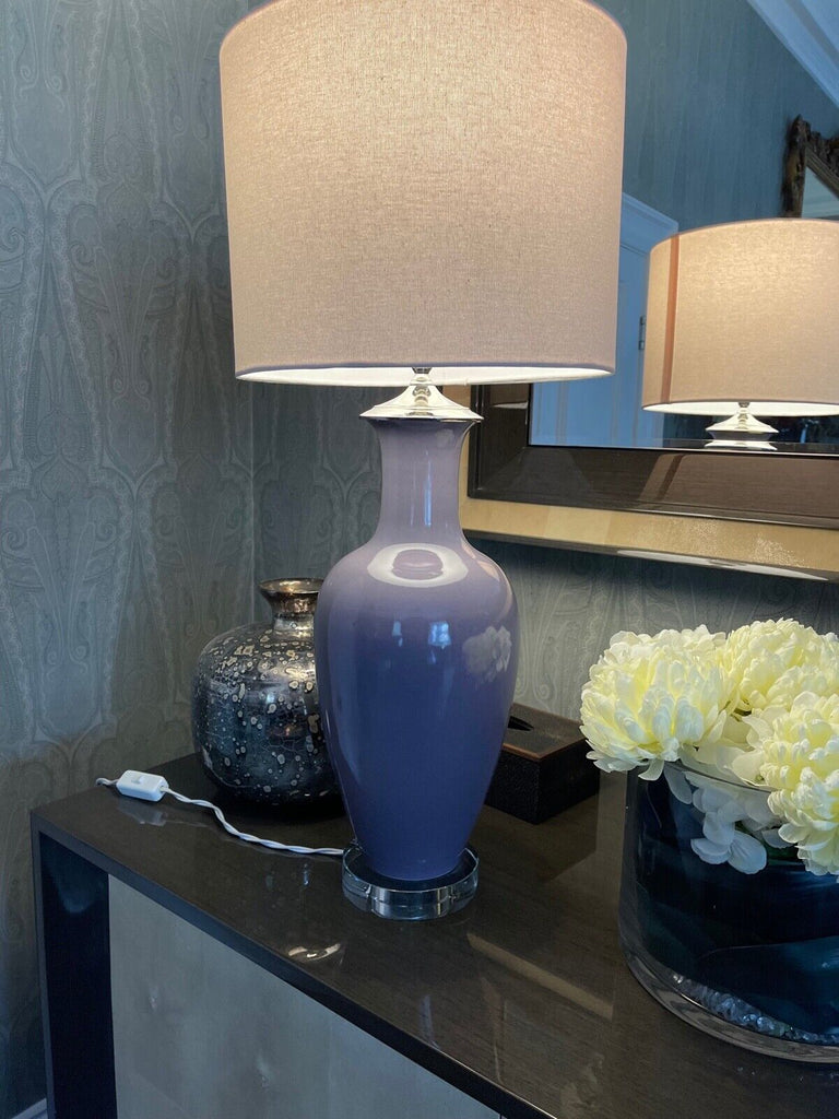 EX Showhome Best & Lloyd Glass Lilac Table lamp, fabulous quality heavy light