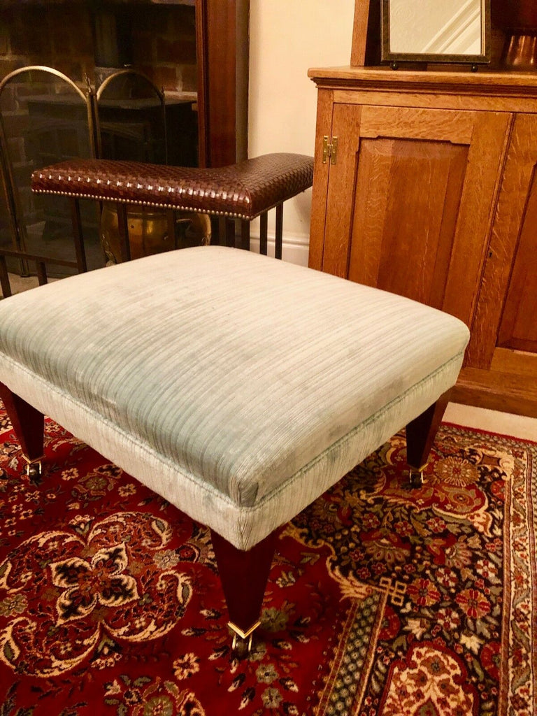 Exquisite Greengate large Powder Blue Chenille Footstool rrp £1850