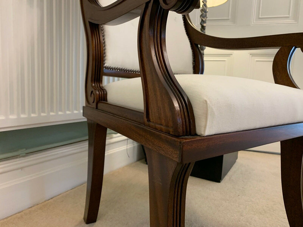 Ex Display George Smith white linen Klysmos  side armchair  chair rrp £2700