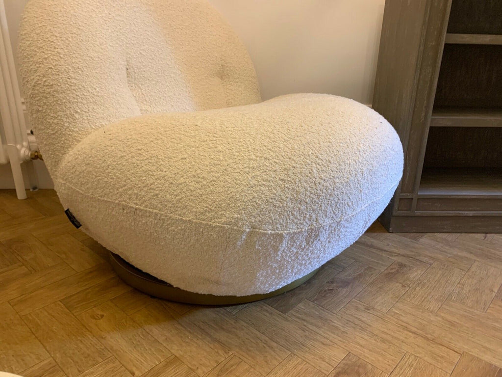 Ex Display Pure White Lines Boucle fabric swivel chair rrp £1600