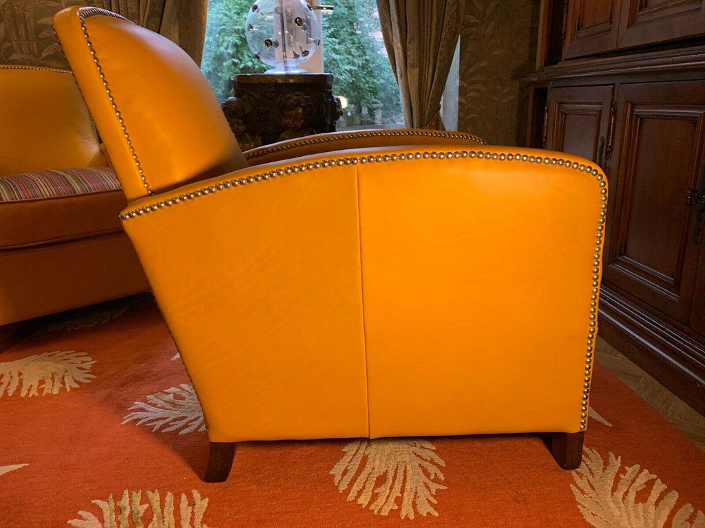 Ex Display Timothy Oulton Mustard Leather Oxford armchair rrp £3300