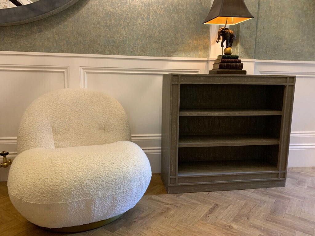 Ex Display Pure White Lines Boucle fabric swivel chair rrp £1600