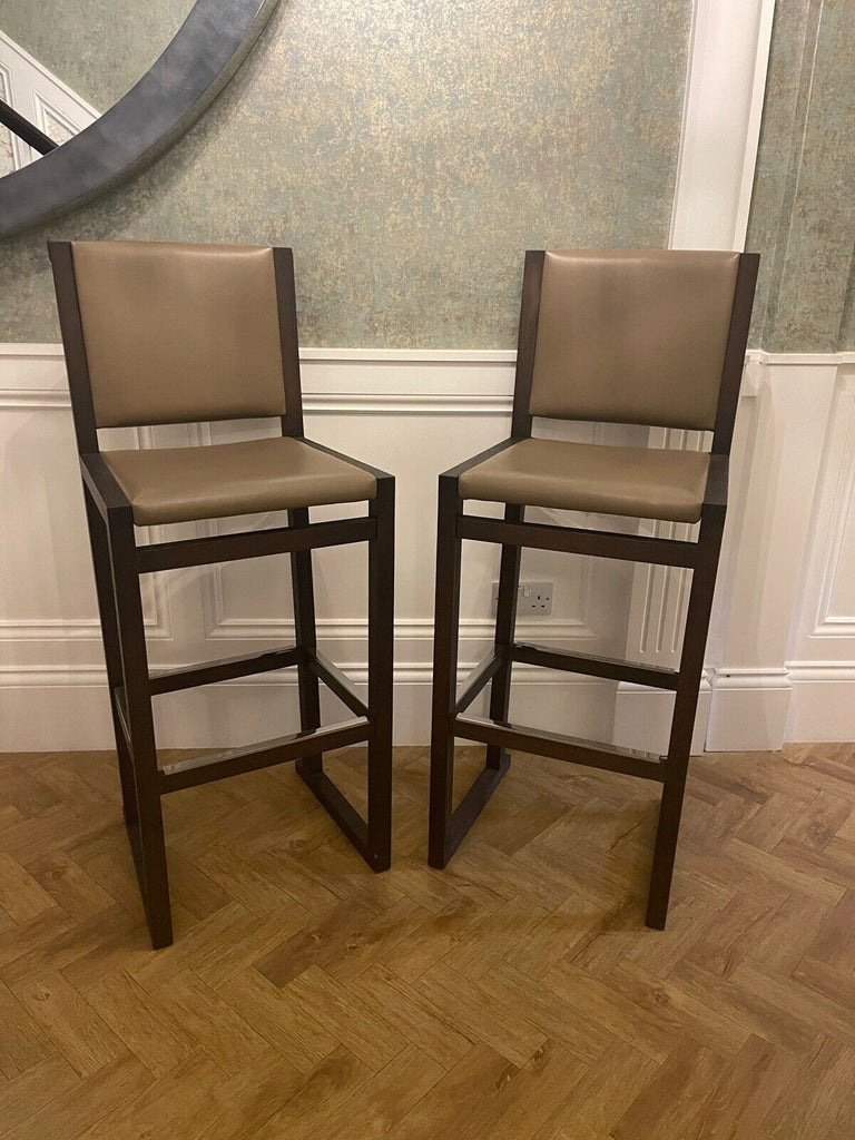 Ex Showhome B&B Itlia Musa Barstool rrp£1750 leather hardwood Nickle bar stool B
