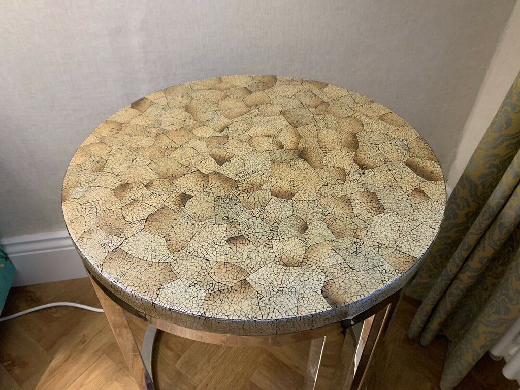 Thierry lamarie eggshell variegated nickel round side table cost Thousands!!!!!
