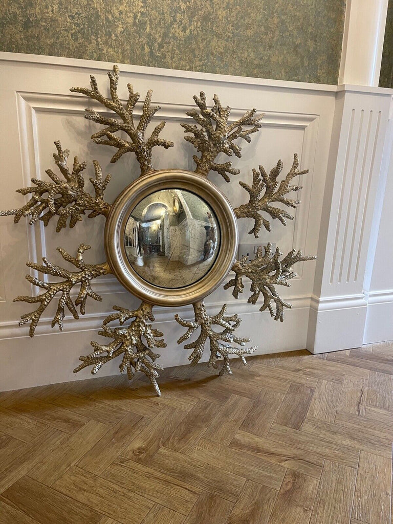 Superb John Richard Cast metal Coral convex Eglomise wall mirror rrp £2850