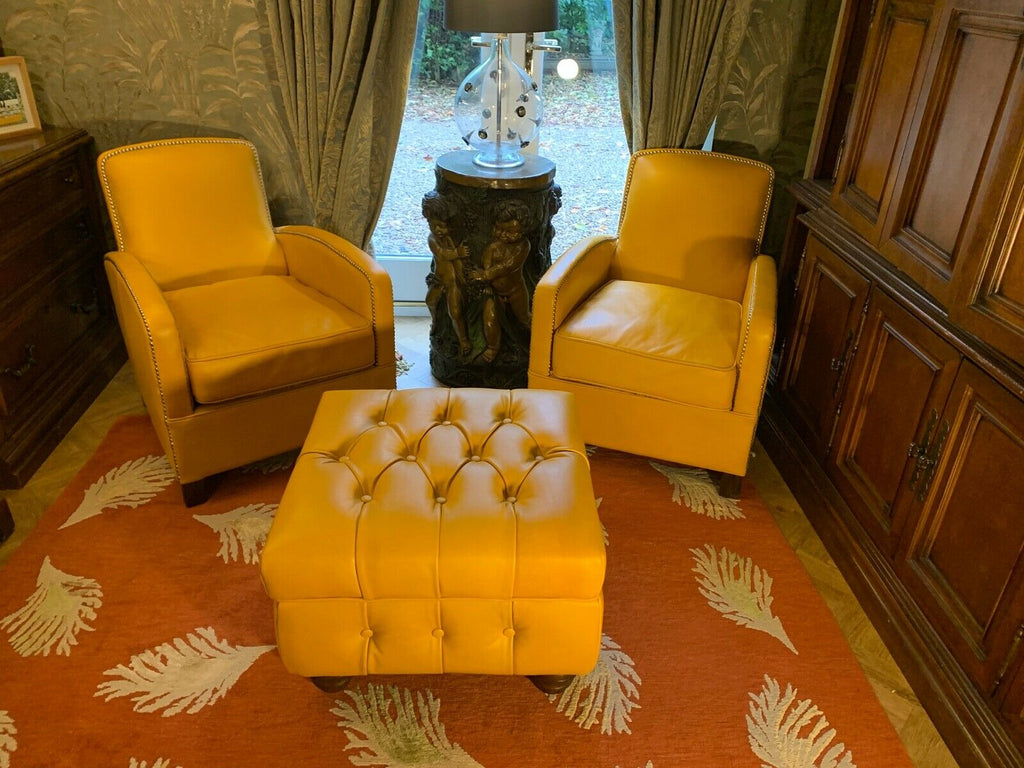 Ex Display Timothy Oulton Mustard Leather Oxford armchair rrp £3300
