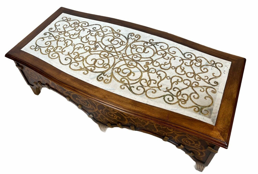 Century Monarch Jesters Filigree & Eglomise mirror topped coffee table