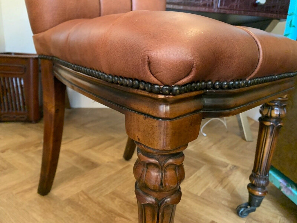 Superb Theodore Alexander brown leather deep buttoned desk chair rrp £2300