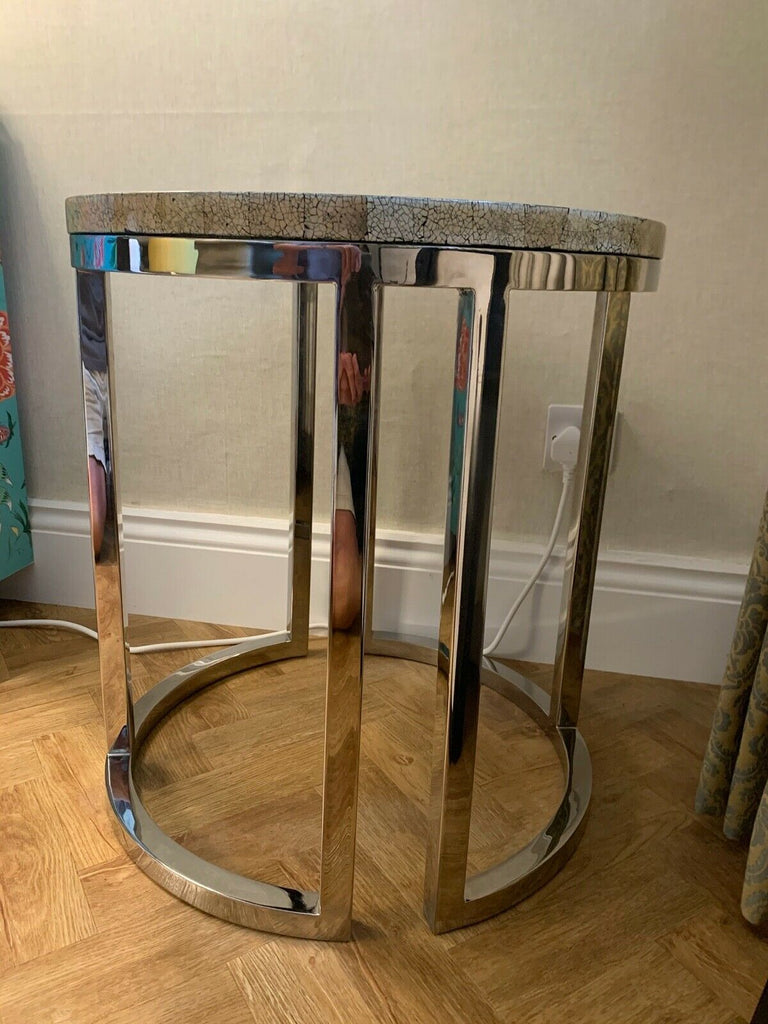 Thierry lamarie eggshell variegated nickel round side table cost Thousands!!!!!