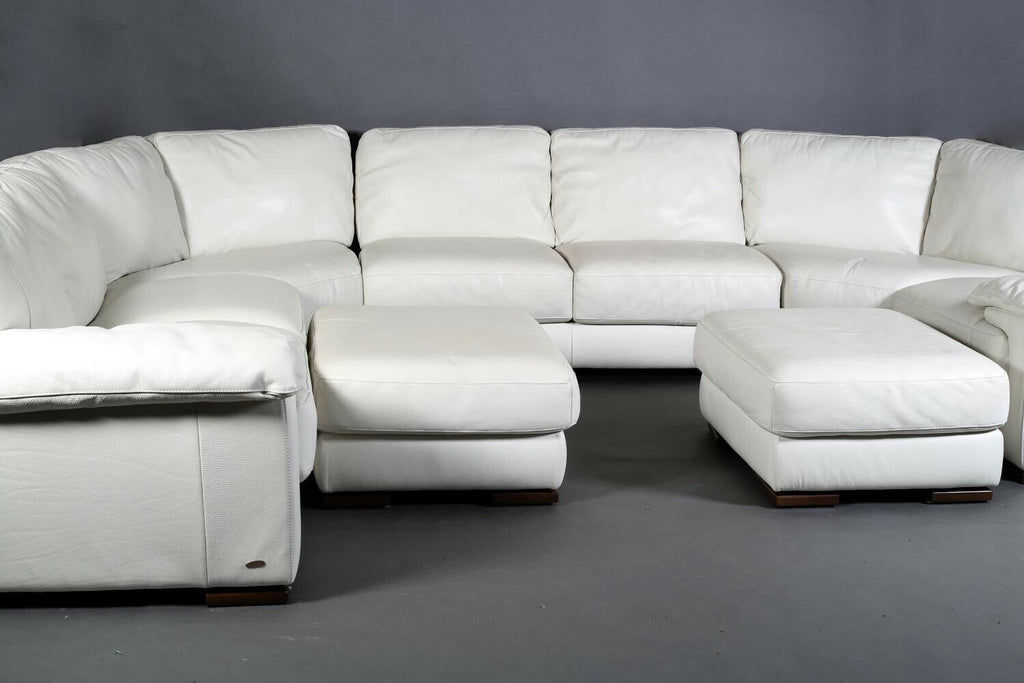 Italsofa - Natuzzi HUGE Horseshoe  u shaped white leather seven seater sofa