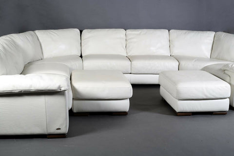 Italsofa - Natuzzi HUGE Horseshoe  u shaped white leather seven seater sofa