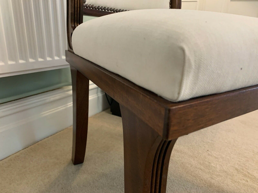 Ex Display George Smith white linen Klysmos  side desk chair rrp £2400