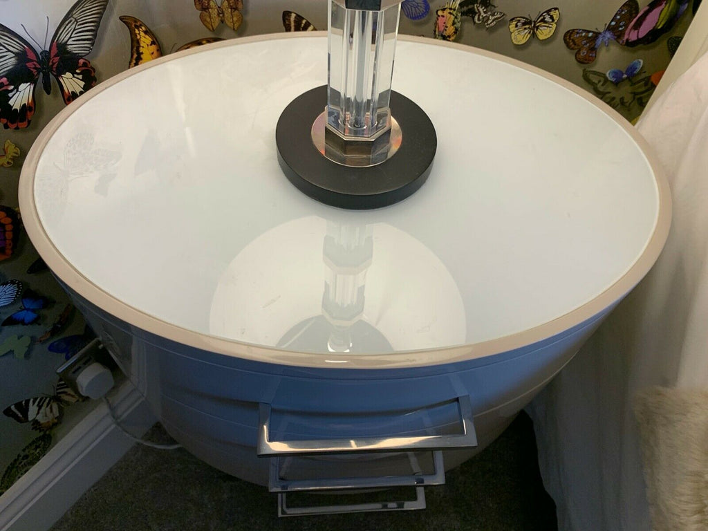 Pair of Kelly Hoppen Diaz Putty drawer side chest Lamp Table rrp £1250