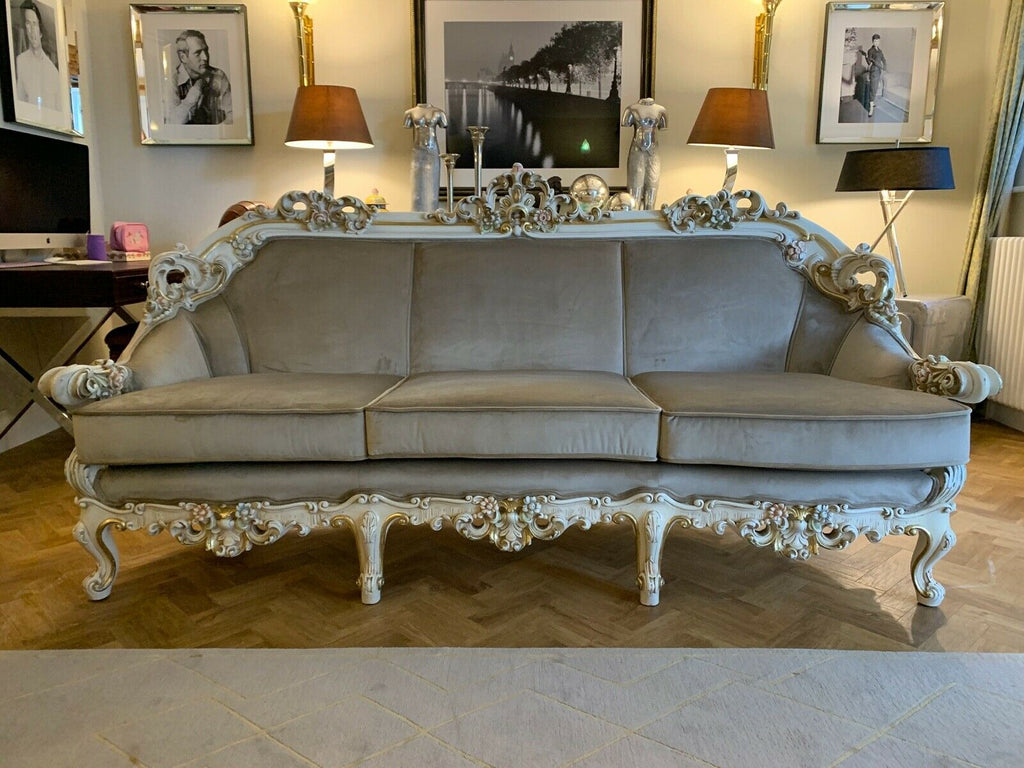 Genuine Silik rococo Italian Suite sofa & chair covered with George Smith fabric