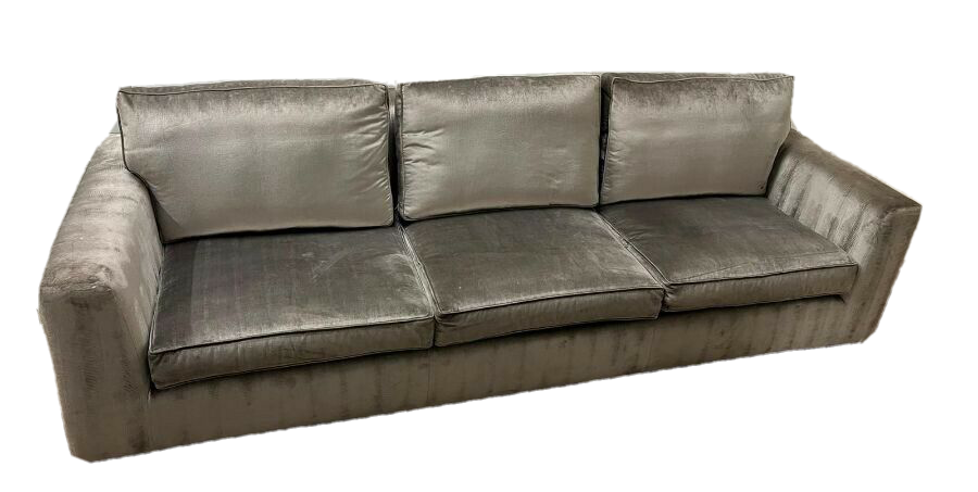 HUGE Chelsea Harbour Interior designer velvet & Leather detailed sofa 280cm wide