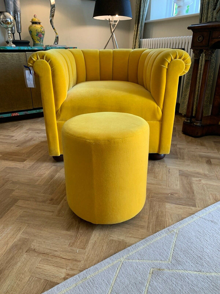 Ex Display George smith Round Drum stool Mohair yellow Ilse Crawford rrp £1950