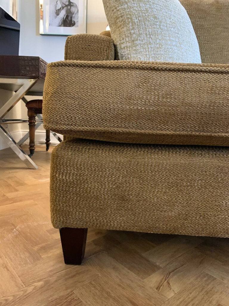 Superb Quality Irish Made, Gold woven 3 seater sofa settee,