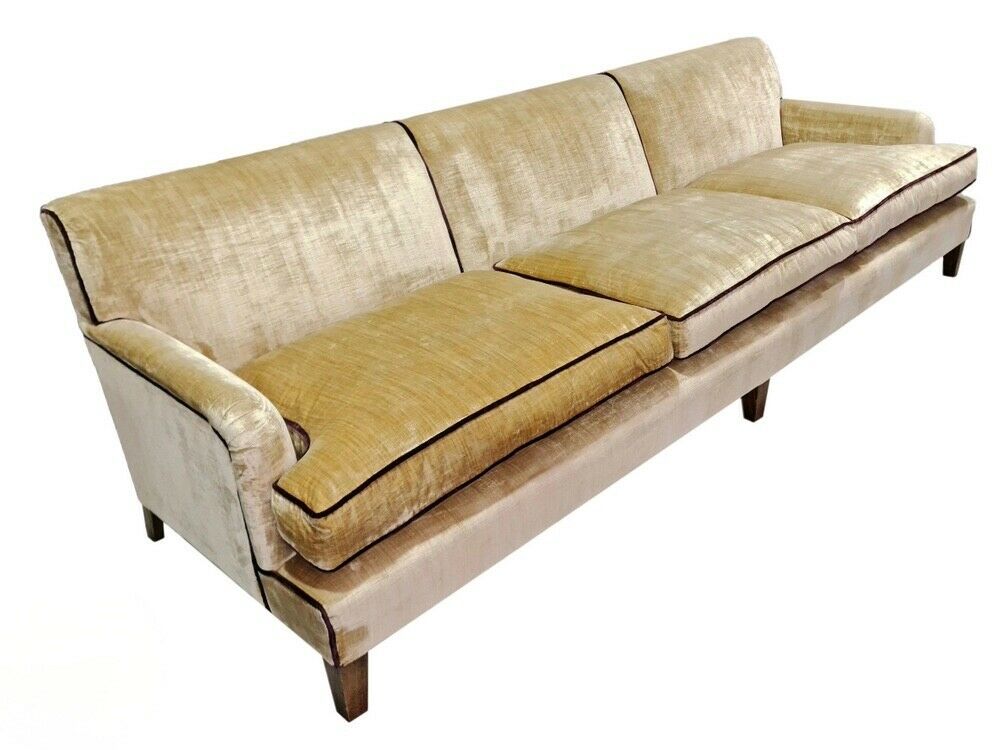 William Yeoward Champagne Velvet 4 seater sofa settee 267cm long rrp £25k A