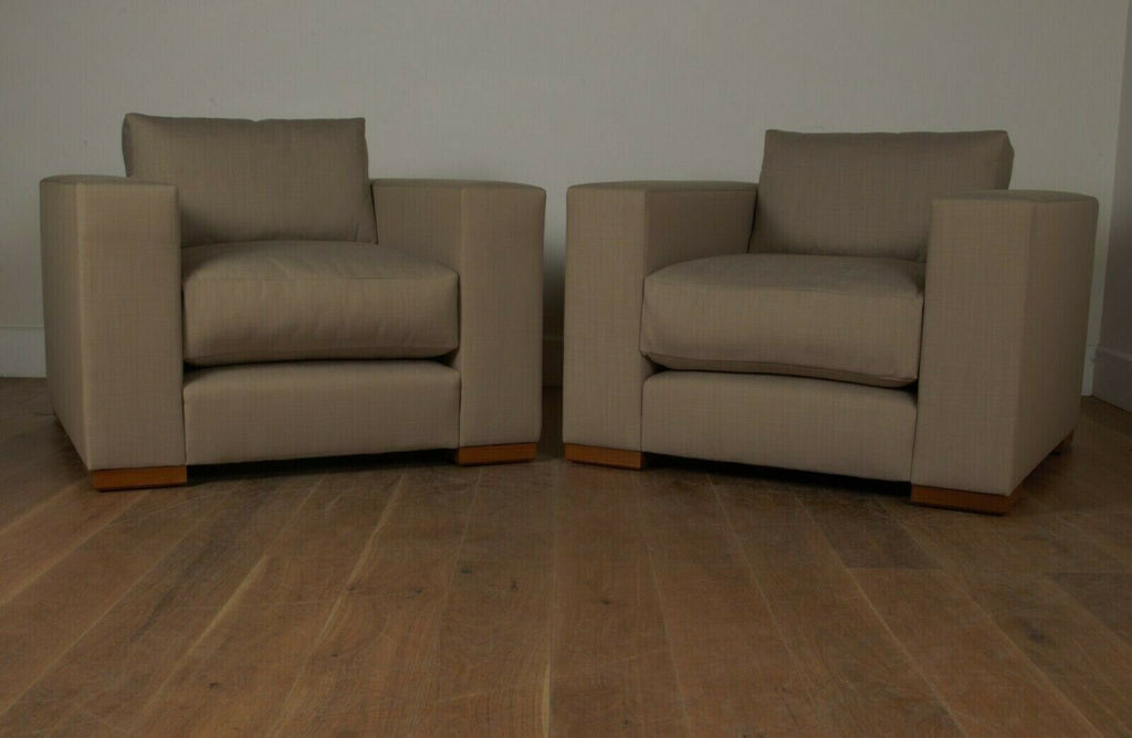 Ex Display George Smith square armchair Pierre Frey beige fabric rrp £6900