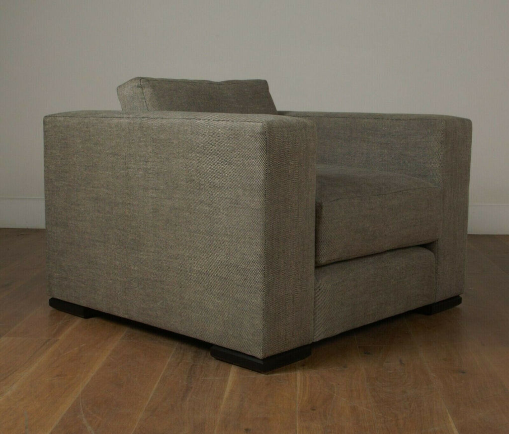 Ex Display George Smith square armchair grey  tweed black fabric rrp £6200