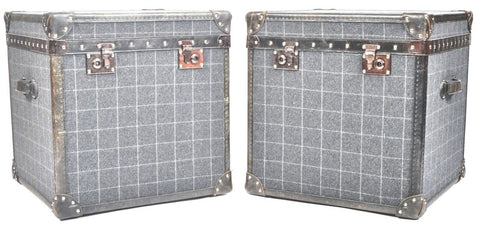 Andrew Martin Tartan fabric & leather bestie chest, storage trunk rrp £1400 each