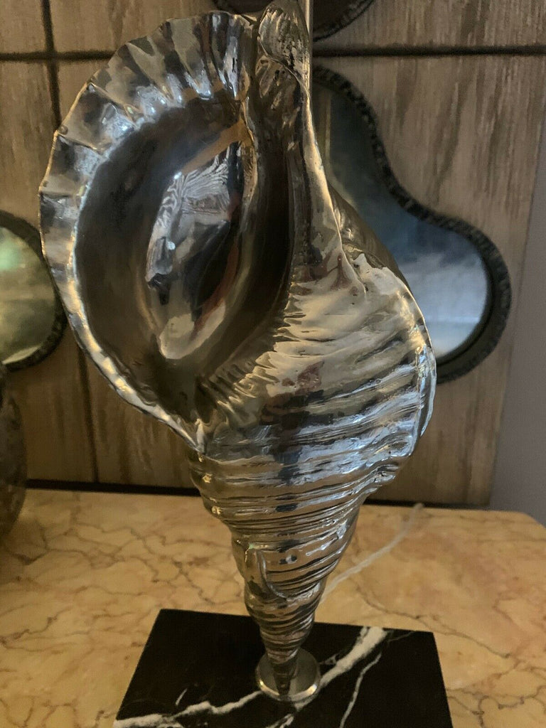 Bella Figura Shell Table Lamp, marble base nickel shell with shade rrp £1850