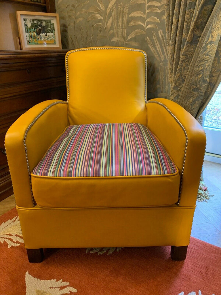 Ex Display Timothy Oulton Mustard Leather Oxford armchair rrp £3300