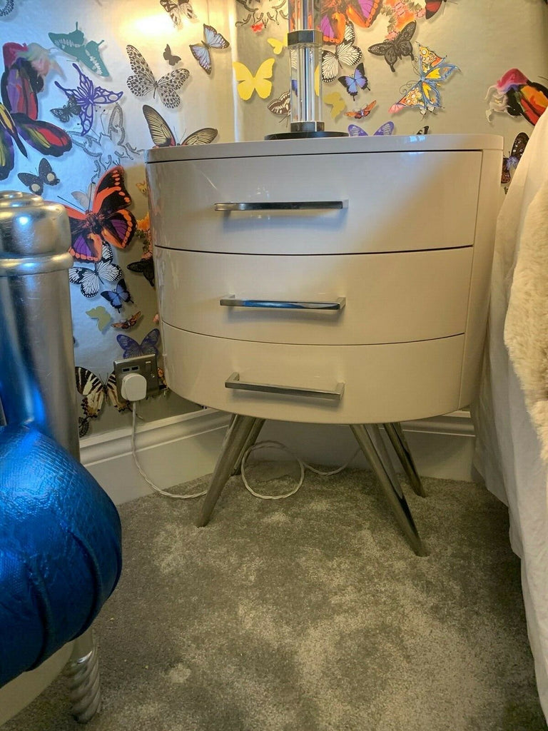 Pair of Kelly Hoppen Diaz Putty drawer side chest Lamp Table rrp £1250