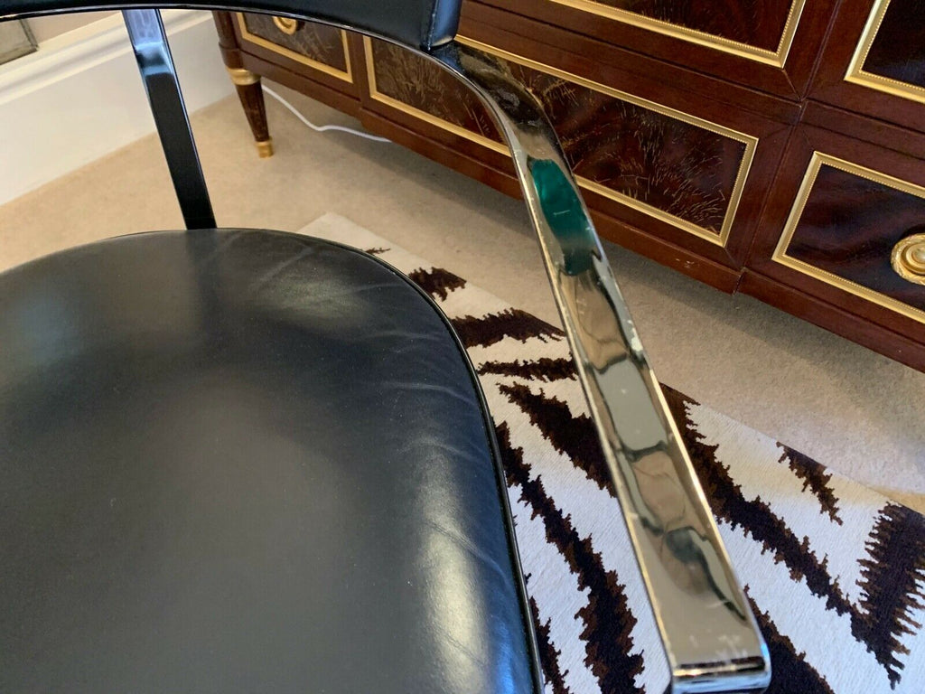 Flexform Morgan leather lounge side chair Bvlgari hotel Smoke frame rrp £2500 G