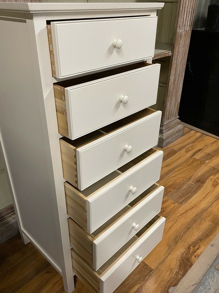 Feather and black extra tall tallboy chest of 6 drawers Neptune cream rrp £1115