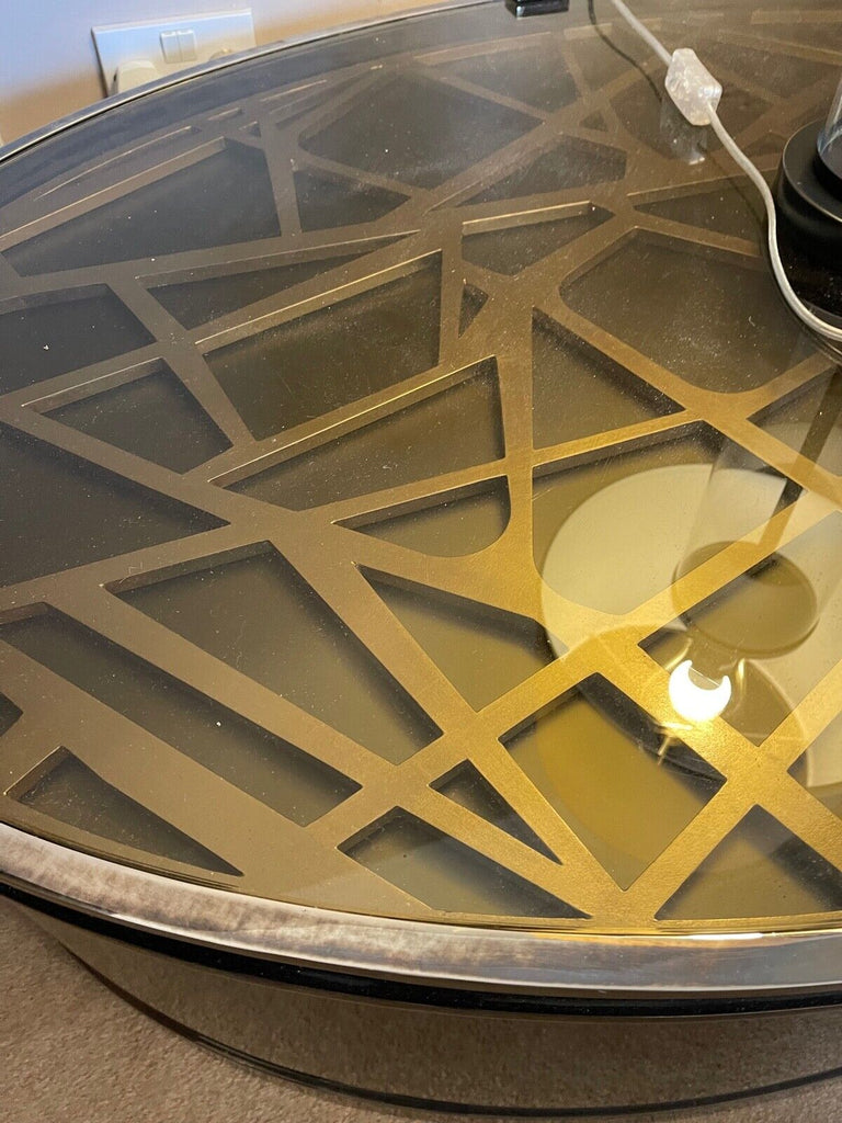Kravt Original Brass and smoked glass Oval Coffee table