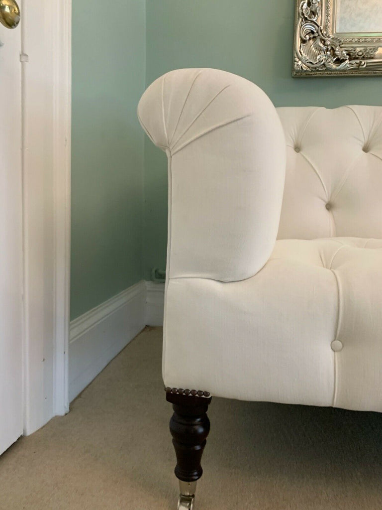 Ex Display George Smith Seaton sofa white linen deep buttoned rrp £11800