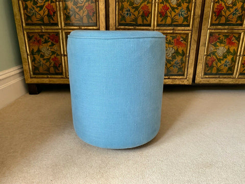 Superb Ex Display George Smith Baby Drum stool Baby Blue linen rrp £1400