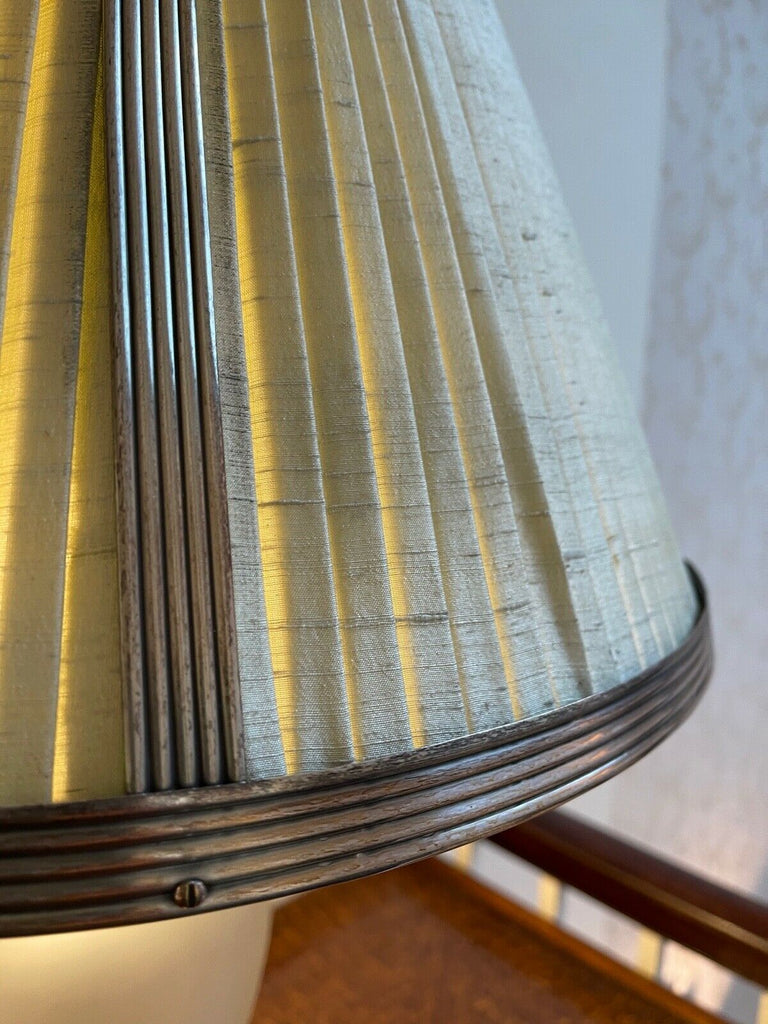 Charles Edwards lion face glass & Nickel lamp with metal & Silk shade rrp £2200