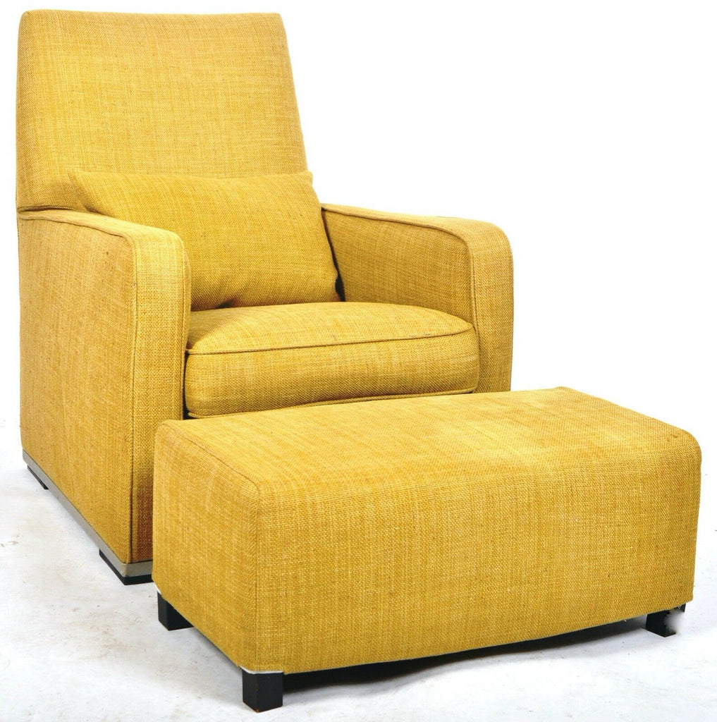 B&B Italia Apta Mustard linen armchair with Apta stool rrp £3700