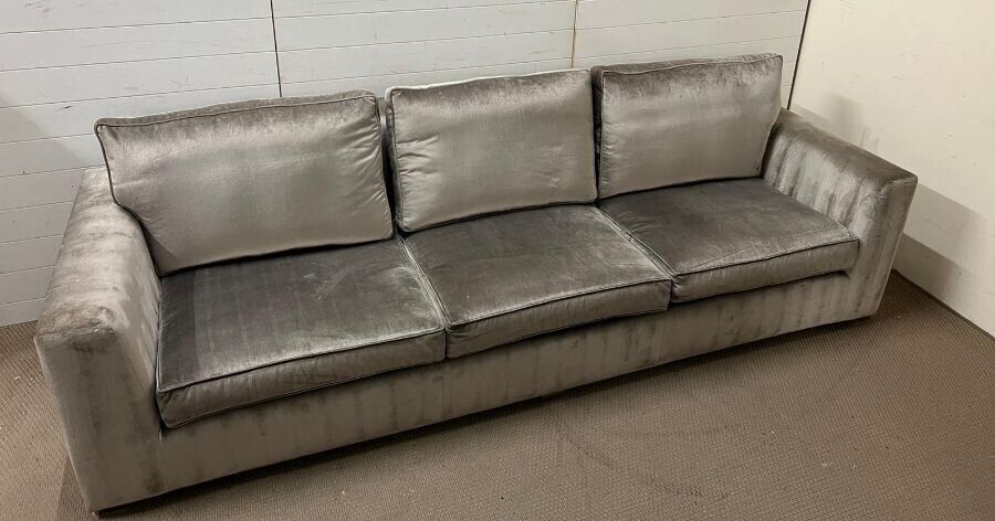 HUGE Chelsea Harbour Interior designer velvet & Leather detailed sofa 280cm wide
