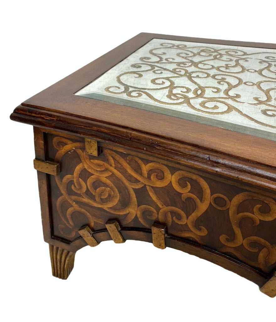 Century Monarch Jesters Filigree & Eglomise mirror topped coffee table