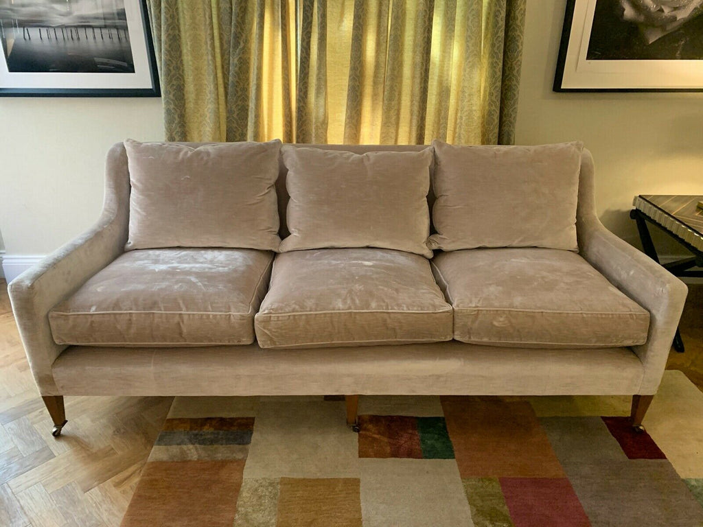 William Yeoward Christian Dusty Pink velour 3 seater sofa settee cost £9400