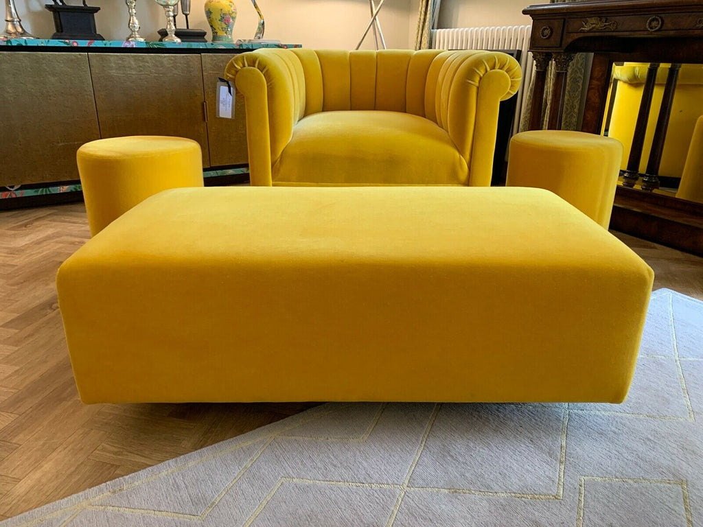 Ex Display George Smith Yellow Mohair Ilse CrawfordFootstool stool rrp £3140