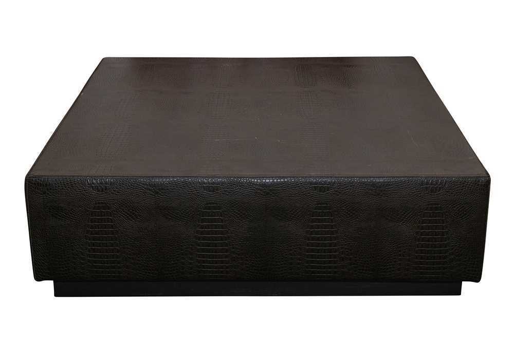 Contemporary Very Large pressed leather croc skin extra large center footstool,