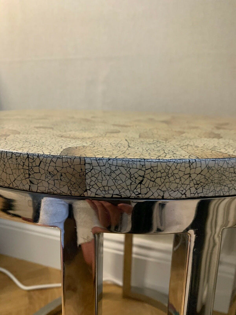 Thierry lamarie eggshell variegated nickel round side table cost Thousands!!!!!