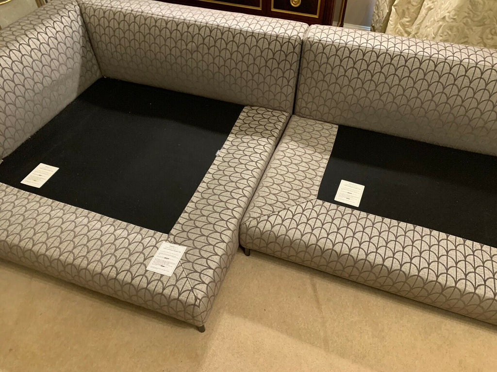 Ex Showhome Minotti Italian taupe/ mauve corer sofa settee rrp £15,500