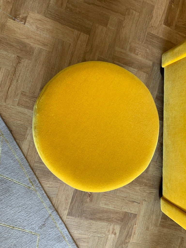 Ex Display George smith Round Drum stool Mohair yellow Ilse Crawford rrp £1950
