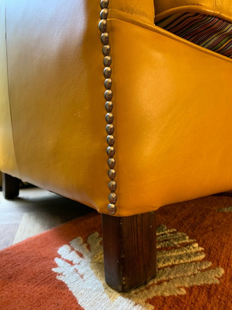Ex Display Timothy Oulton Mustard Leather Oxford armchair rrp £3300