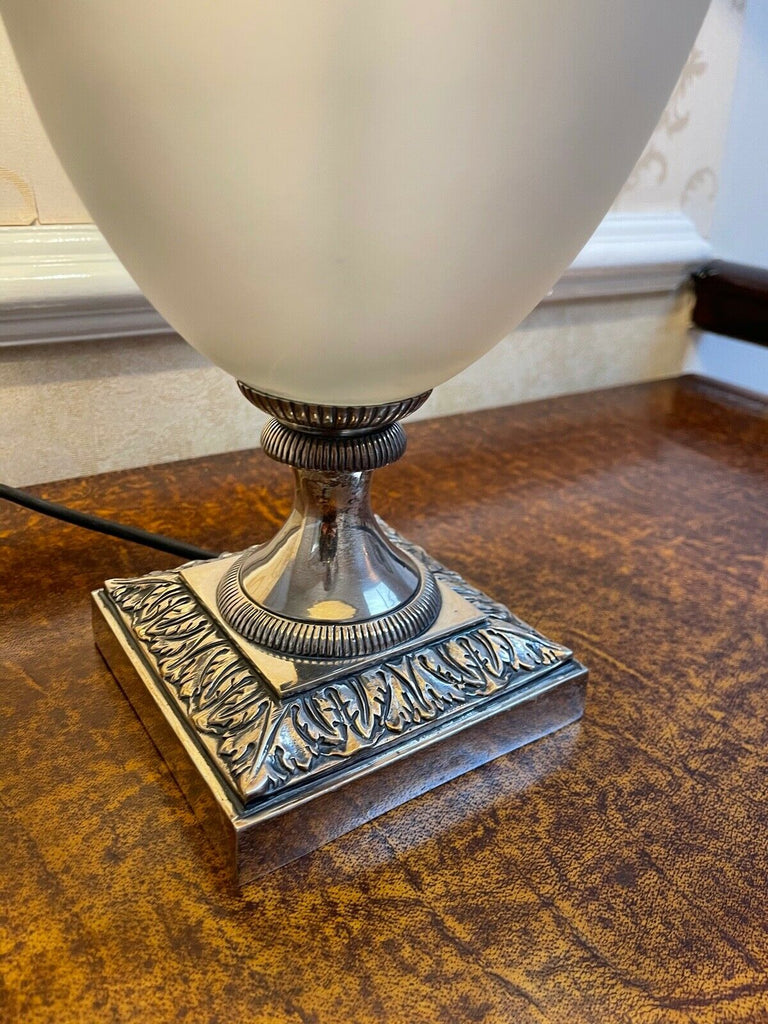 Charles Edwards lion face glass & Nickel lamp with metal & Silk shade rrp £2200