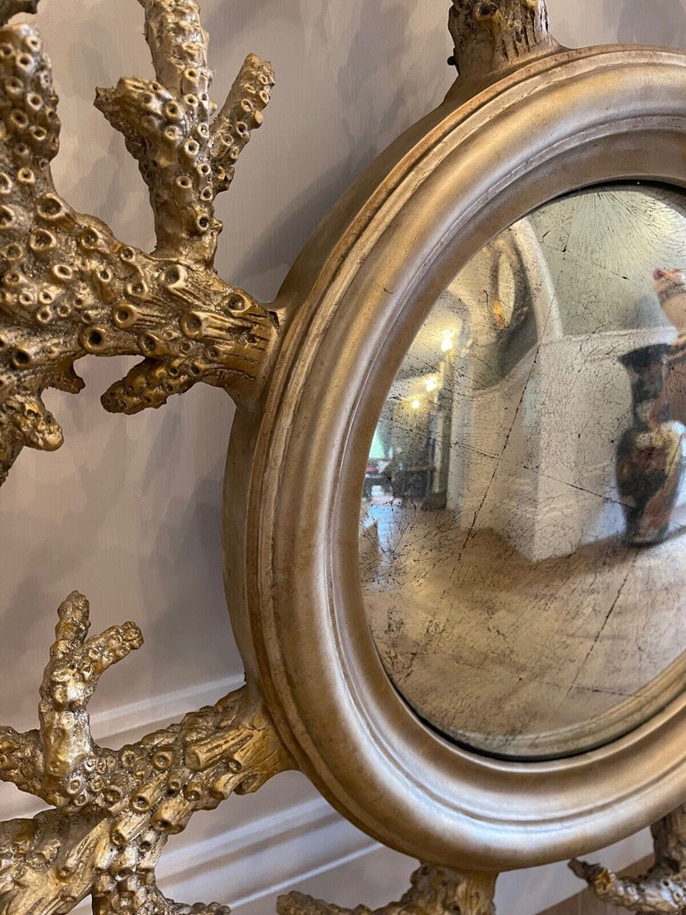 Superb John Richard Cast metal Coral convex Eglomise wall mirror rrp £2850